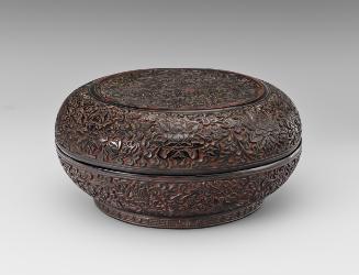 Covered box with flower and insect motifs
