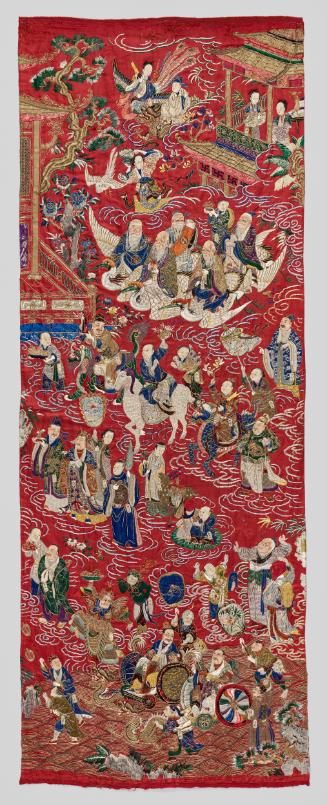 Embroidered banner depicting immortals