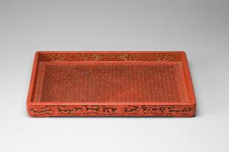 Textile-patterned shallow rectangular tray