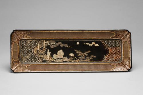 Rectangular tray with the scene of Lin Hejing and his crane