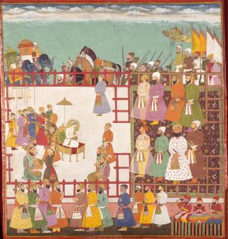 The Mughal emperor Aurangzeb holding audience
