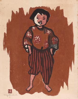 A boy in Japanese trousers