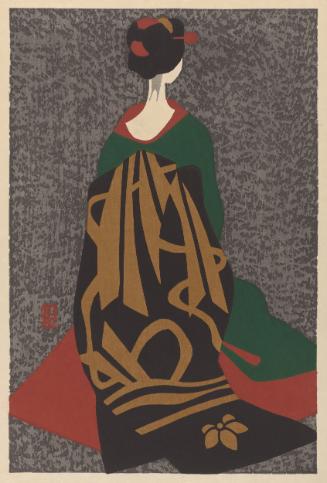 A geisha depicted from the back