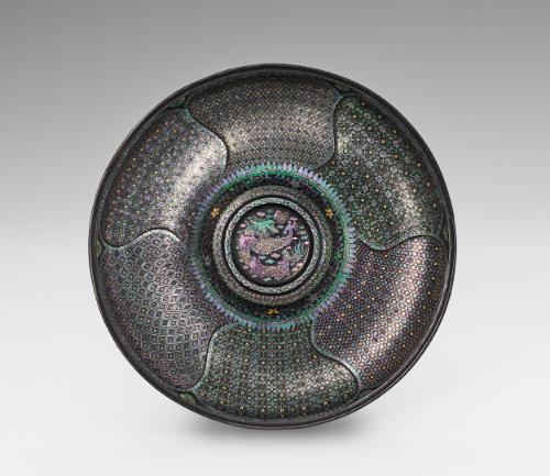 Hibiscus-shaped cup stand, one of a pair
