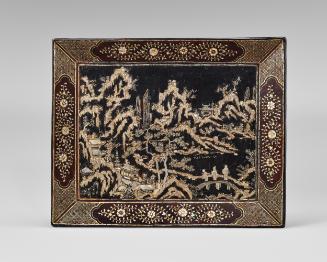 Rectangular tray with landscape design