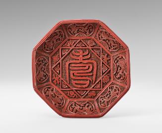 Octagonal plate with the Eight Treasures and a longevity character