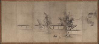 Landscape with pavilions, one of a pair