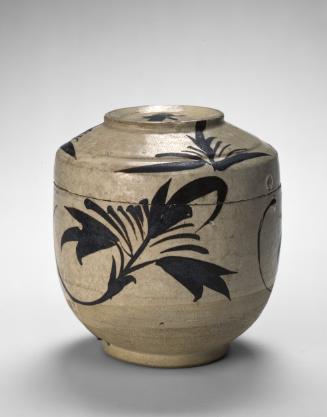 Covered jar with floral sprays