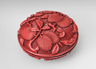 Lidded box with design of lychee fruit