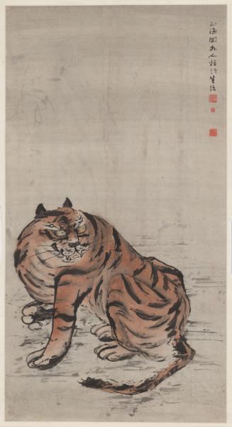 Tiger, painted with finger