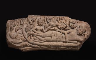 The Hindu deity Vishnu reclining on the serpent in the cosmic ocean
