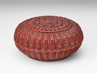 Round covered box, one of a pair