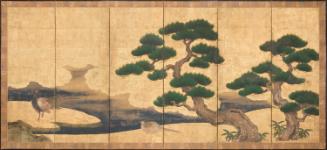 Pheasants and pine trees