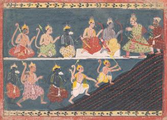 Vibhishana offers his service to Rama, from a Ramayana series