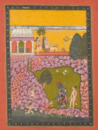Krishna in the guise of a wandering mendicant, perxonifying a musical mode, Setmalar Ragini