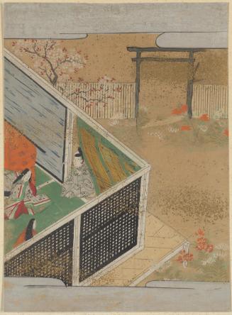 A scene from a story, probably the Tale of Genji