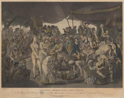 Colonel Mordaunt's Cock Match, after a painting by John Zoffany (1733-1810)
