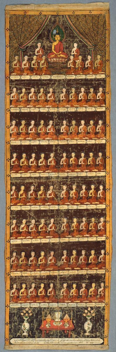 Eighty disciples pay homage to the Buddha