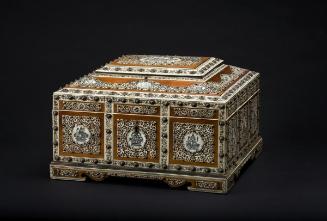 Box with representations of Brahma, Ganesha, Rama, Krishna, and other Hindu deities and mythological figures