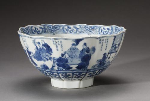 Eight-foliate bowl with a scene of eight drunken men